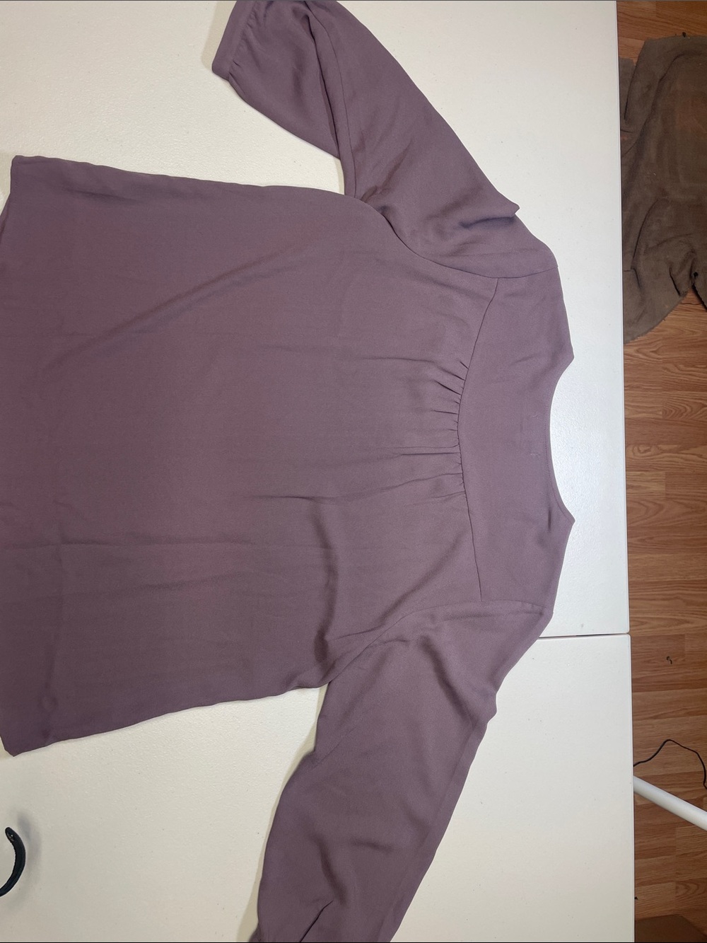 Maurices Mauve Lace Yoke V-Neck Blouse - Picture 4 of 5